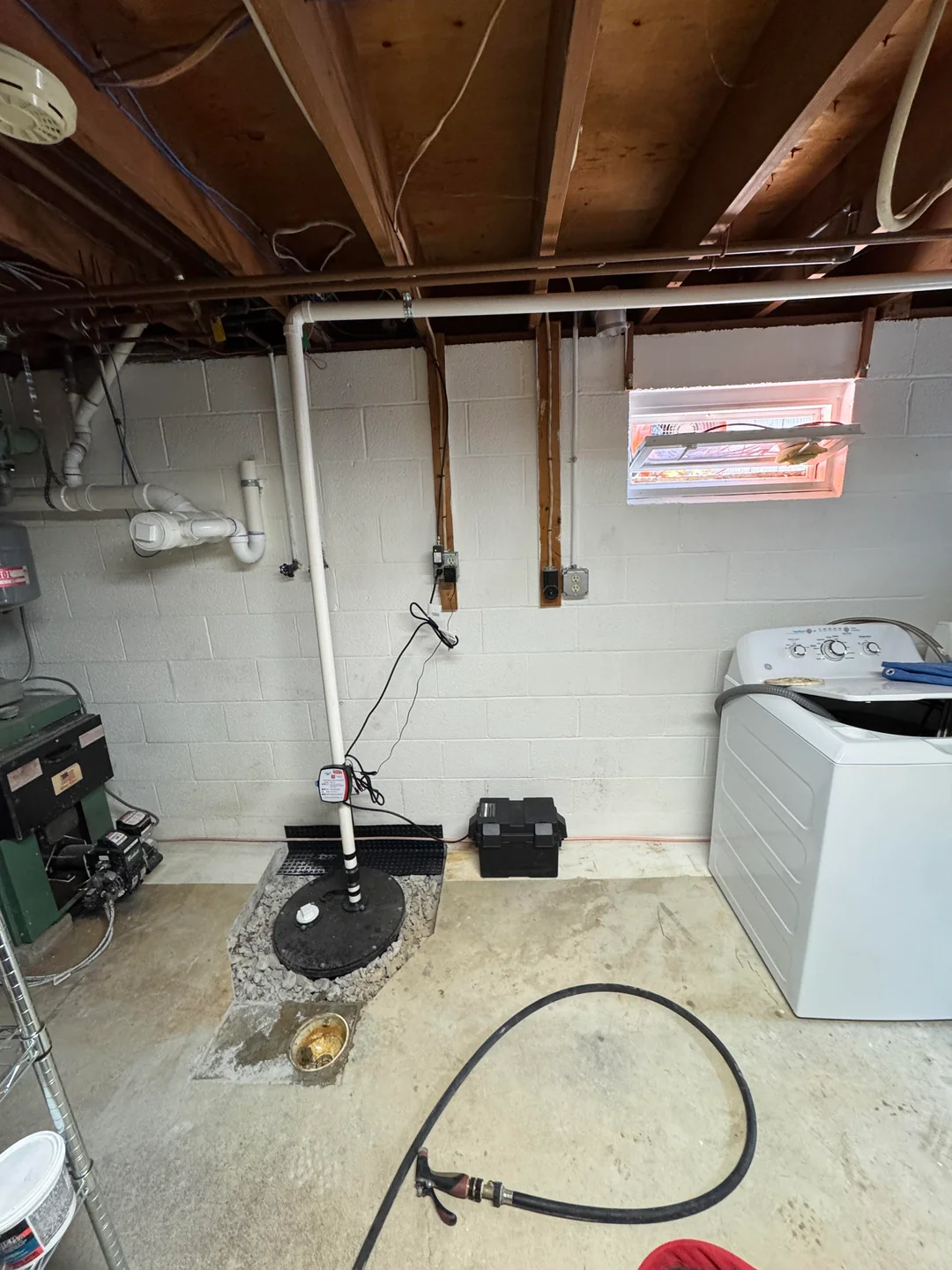 Basement waterproofing Portland completed sump and drainage system in a homeowner's basement